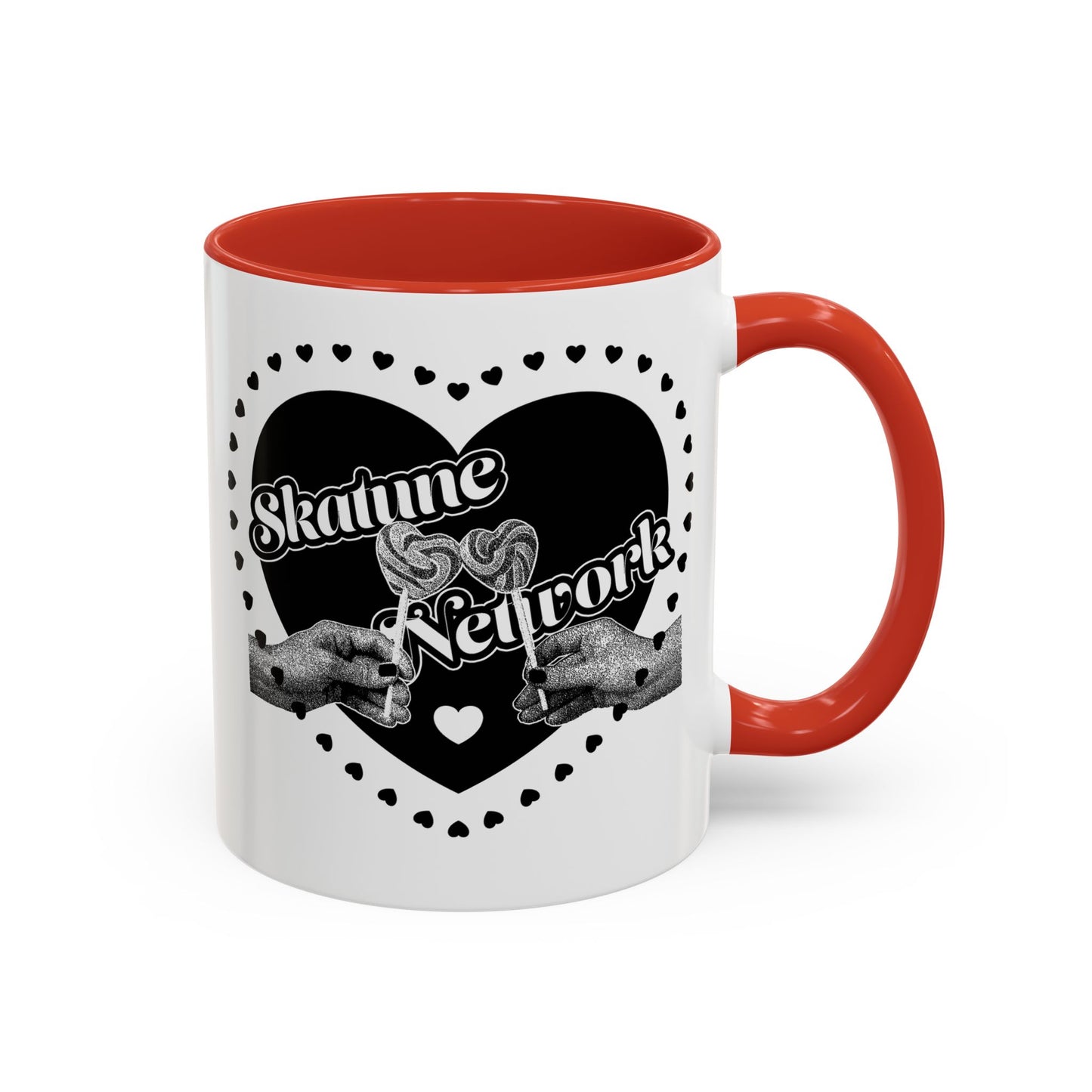 Valentine's Day | Skatune Network Lollipop Heart Coffee Mug with Color Trim – 11 or 15 ounces