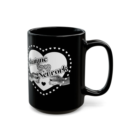 Valentine's Day | Skatune Network Lollipop Heart Black Coffee Mug – 11 or 15 ounces
