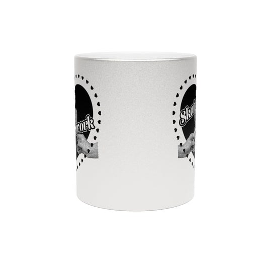 VALENTINE'S DAY | SKATUNE NETWORK LOLLIPOP HEART METALLIC SILVER COFFEE MUG – 11 OUNCES