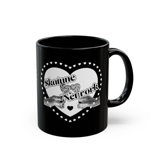 Valentine's Day | Skatune Network Lollipop Heart Black Coffee Mug – 11 or 15 ounces