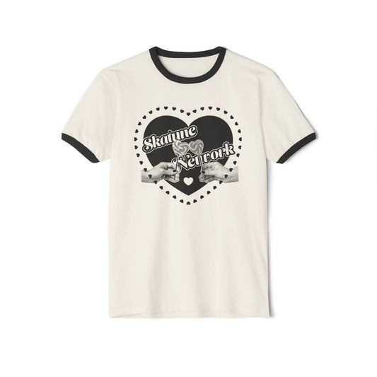 Valentine's Day | Skatune Network Lollipop Heart - Ivory and Black Ringer T
