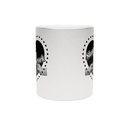 VALENTINE'S DAY | SKATUNE NETWORK LOLLIPOP HEART METALLIC SILVER COFFEE MUG – 11 OUNCES