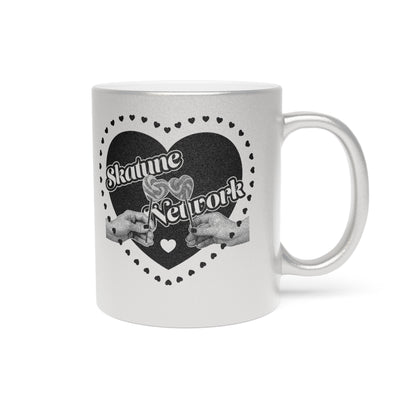 VALENTINE'S DAY | SKATUNE NETWORK LOLLIPOP HEART METALLIC SILVER COFFEE MUG – 11 OUNCES