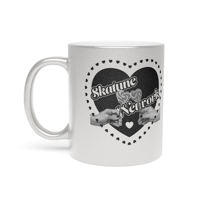 VALENTINE'S DAY | SKATUNE NETWORK LOLLIPOP HEART METALLIC SILVER COFFEE MUG – 11 OUNCES