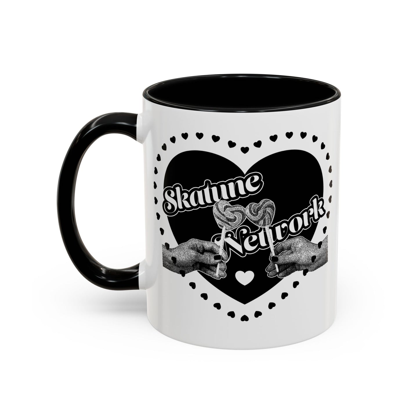 Valentine's Day | Skatune Network Lollipop Heart Coffee Mug with Color Trim – 11 or 15 ounces
