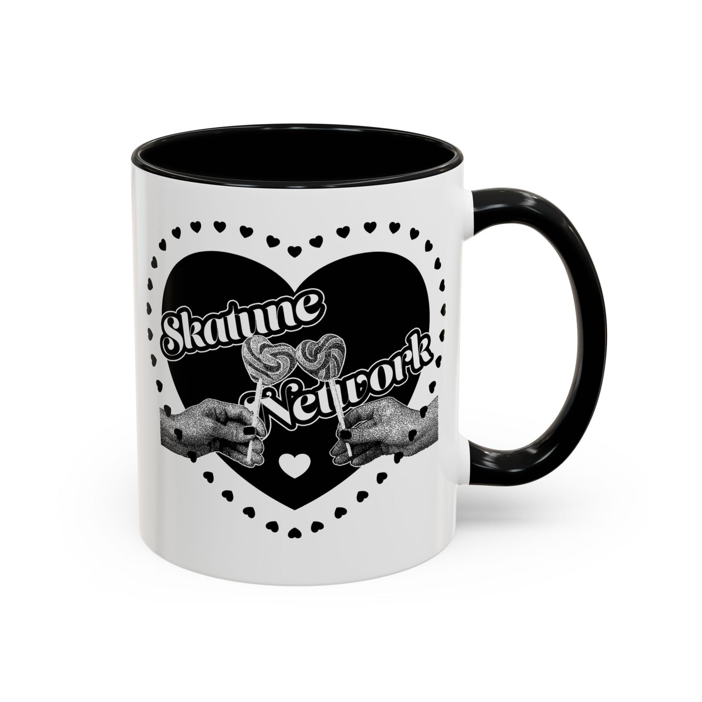 Valentine's Day | Skatune Network Lollipop Heart Coffee Mug with Color Trim – 11 or 15 ounces