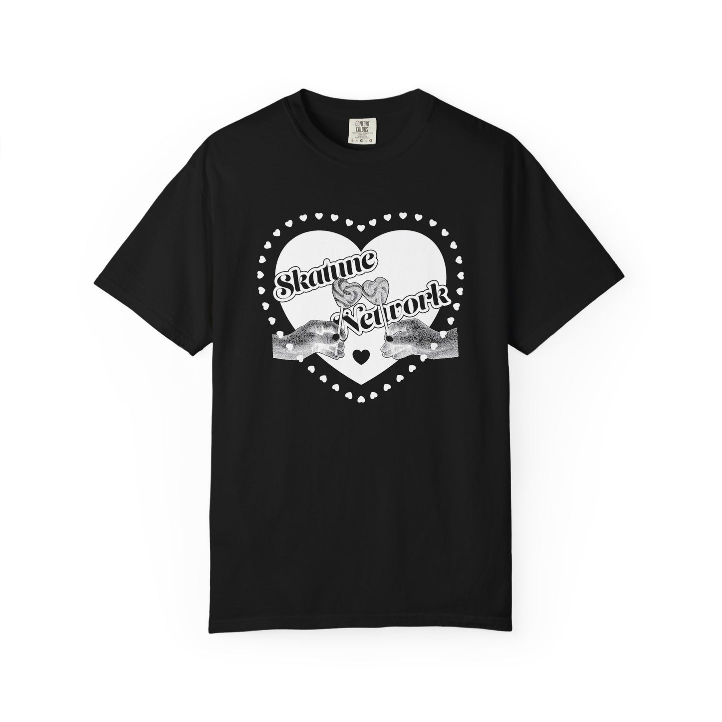 Valentine's Day | Skatune Network Lollipop Heart - Black Comfort Colors Shirt