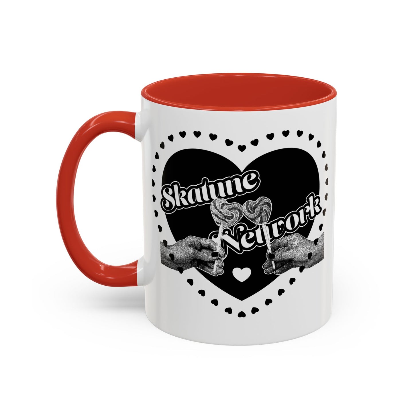 Valentine's Day | Skatune Network Lollipop Heart Coffee Mug with Color Trim – 11 or 15 ounces