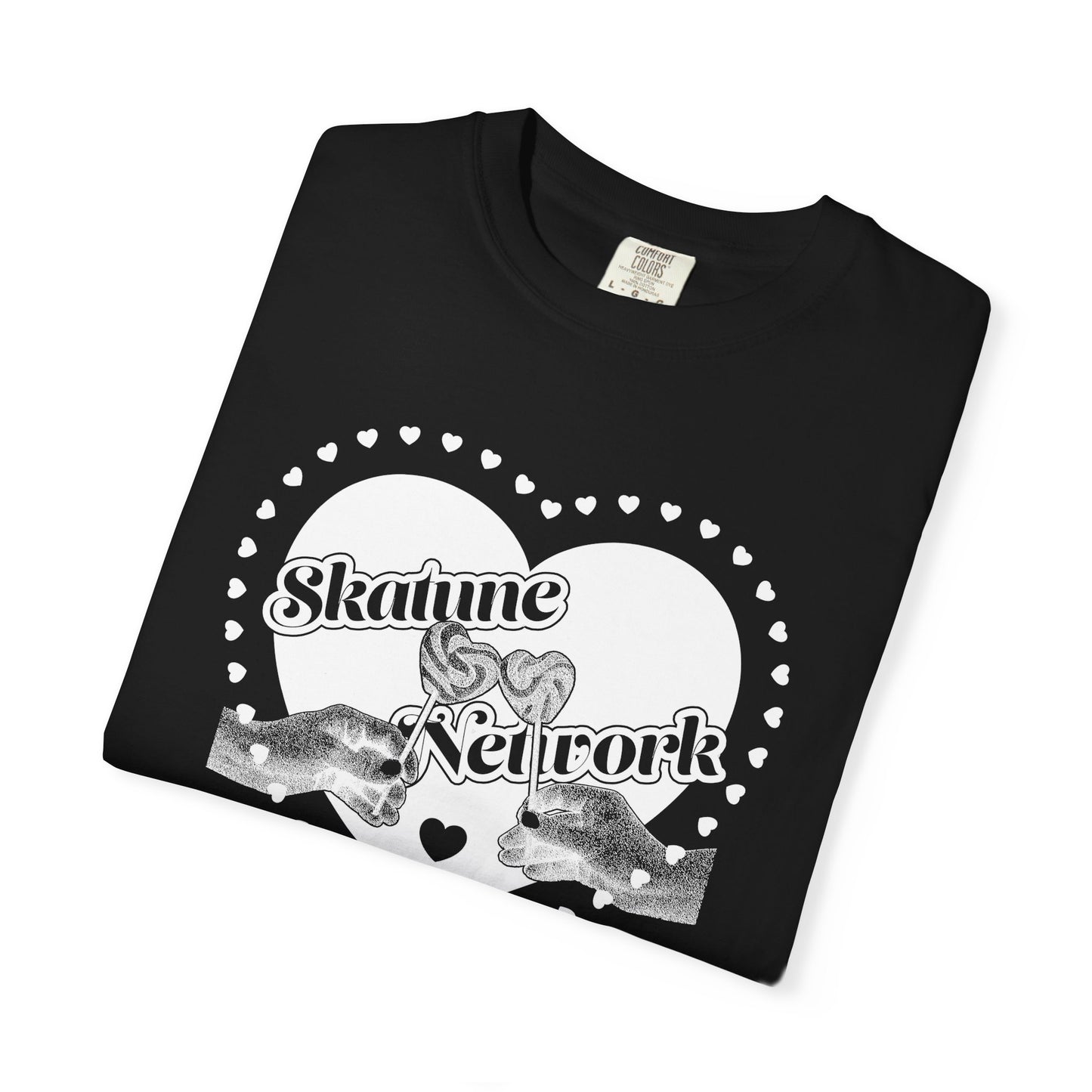Valentine's Day | Skatune Network Lollipop Heart - Black Comfort Colors Shirt