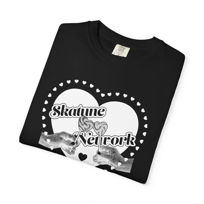 Valentine's Day | Skatune Network Lollipop Heart - Black Comfort Colors Shirt