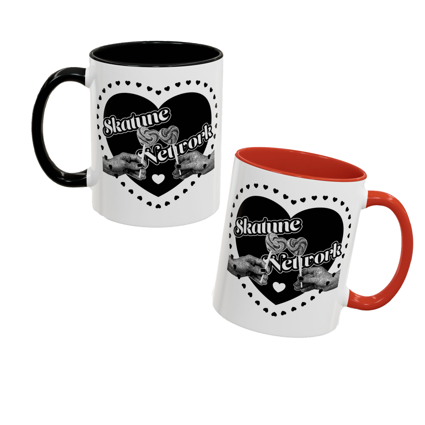 Valentine's Day | Skatune Network Lollipop Heart Coffee Mug with Color Trim – 11 or 15 ounces
